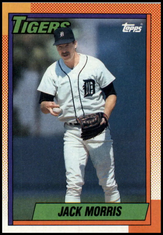 1990 Topps #555 Jack Morris Baseball Card featuring Detroit Tigers pitcher in uniform