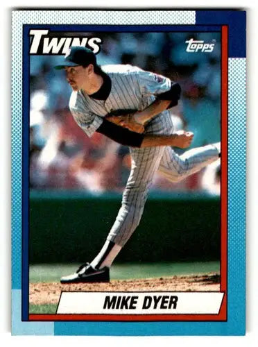 Original gloss 1990 Topps Mike Dyer Minnesota Twins baseball card featuring Dyer Minnesota Twins