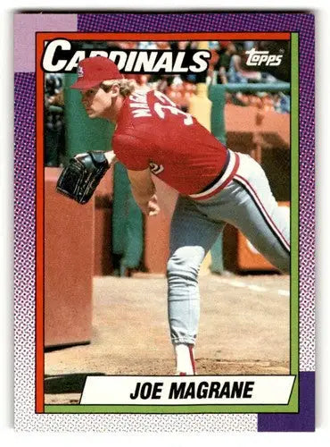 Original gloss Joe Magrane card from 1990 Topps St. Louis Cardinals baseball collection