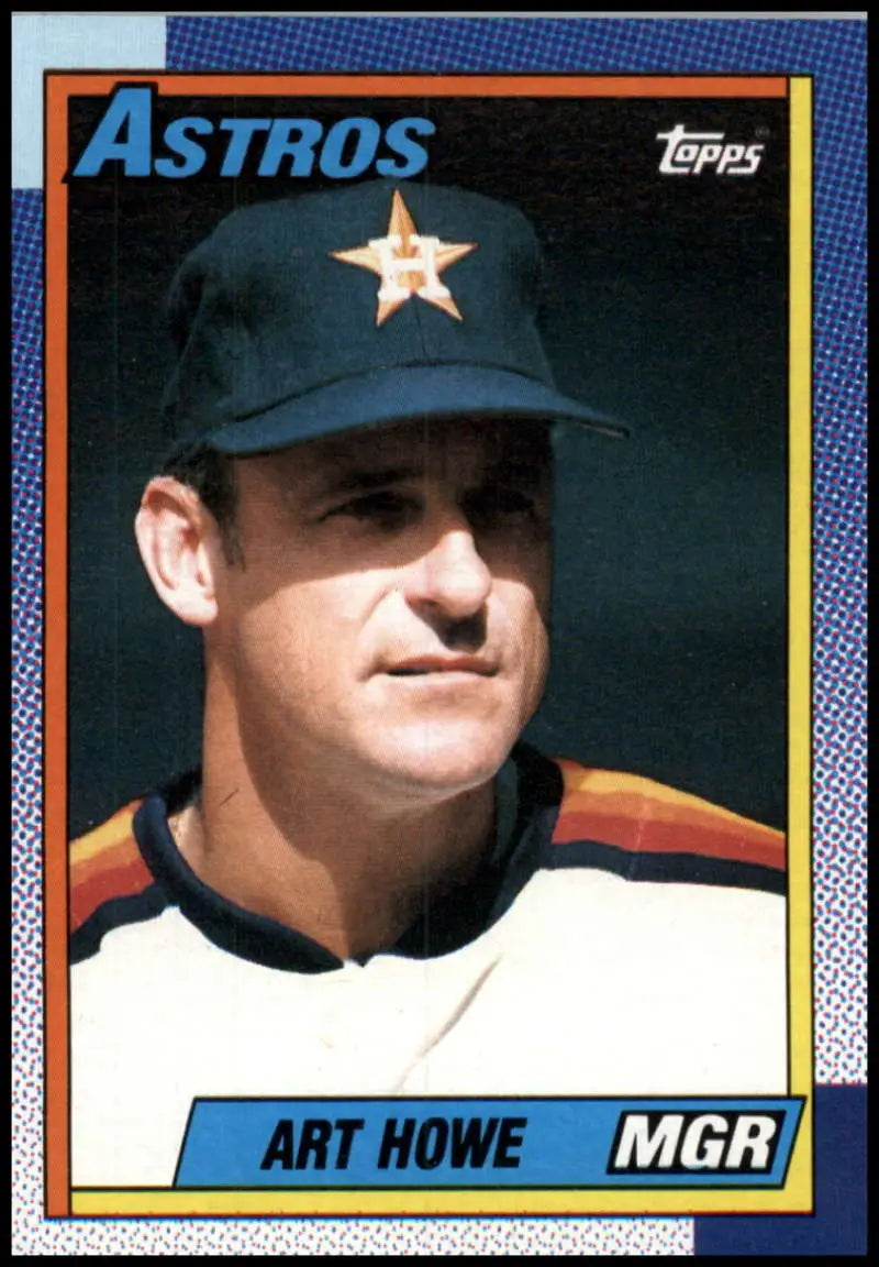 1990 Topps Art Howe Houston Astros Baseball Card showcasing team cap with star logo