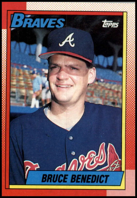 1990 Topps #583 Bruce Benedict Atlanta Braves Baseball Card in navy uniform