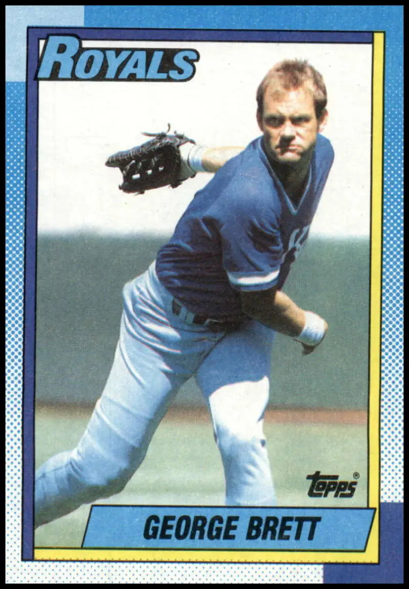 George Brett Kansas City Royals baseball card with player in pitching stance and helicopter