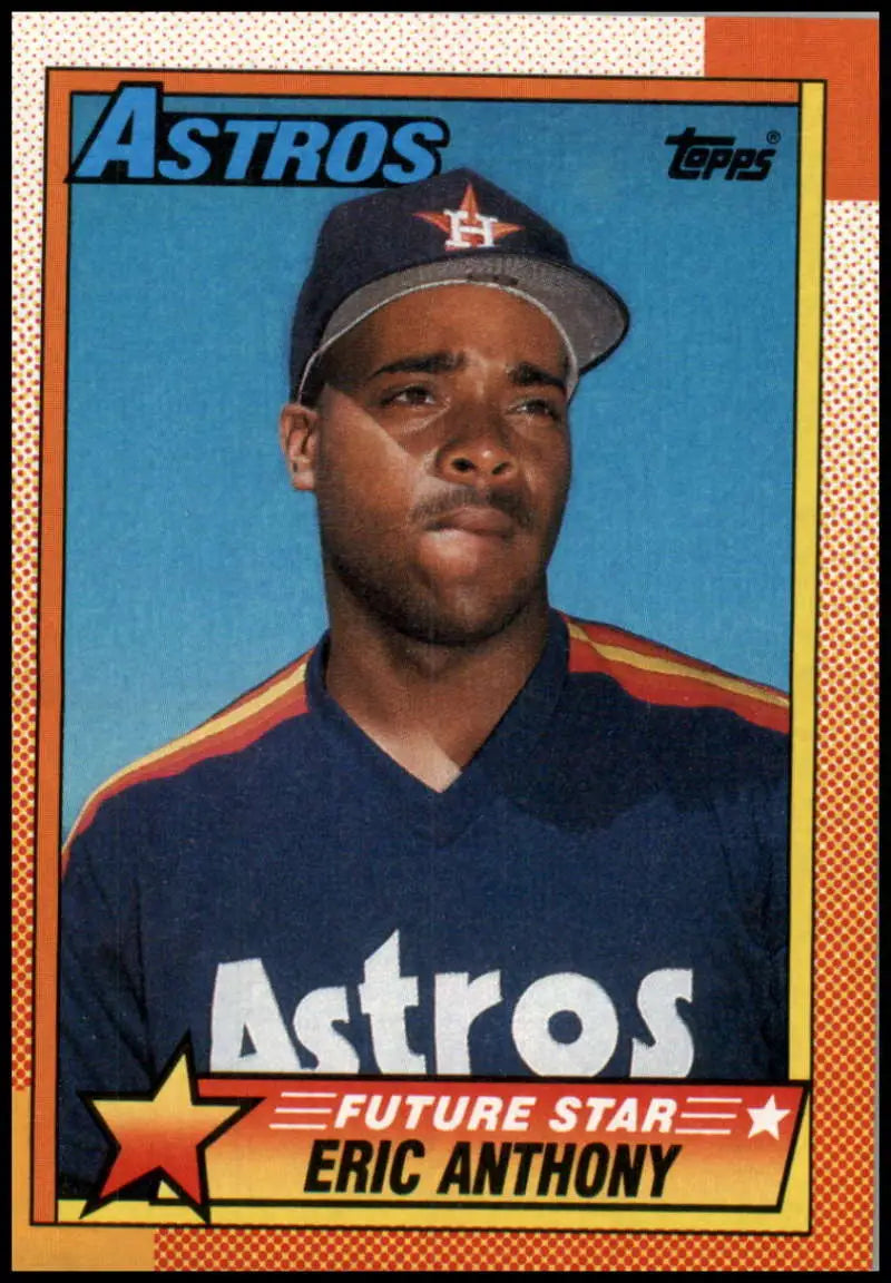 1990 Topps Future Star Eric Anthony Houston Astros Baseball Card in navy uniform