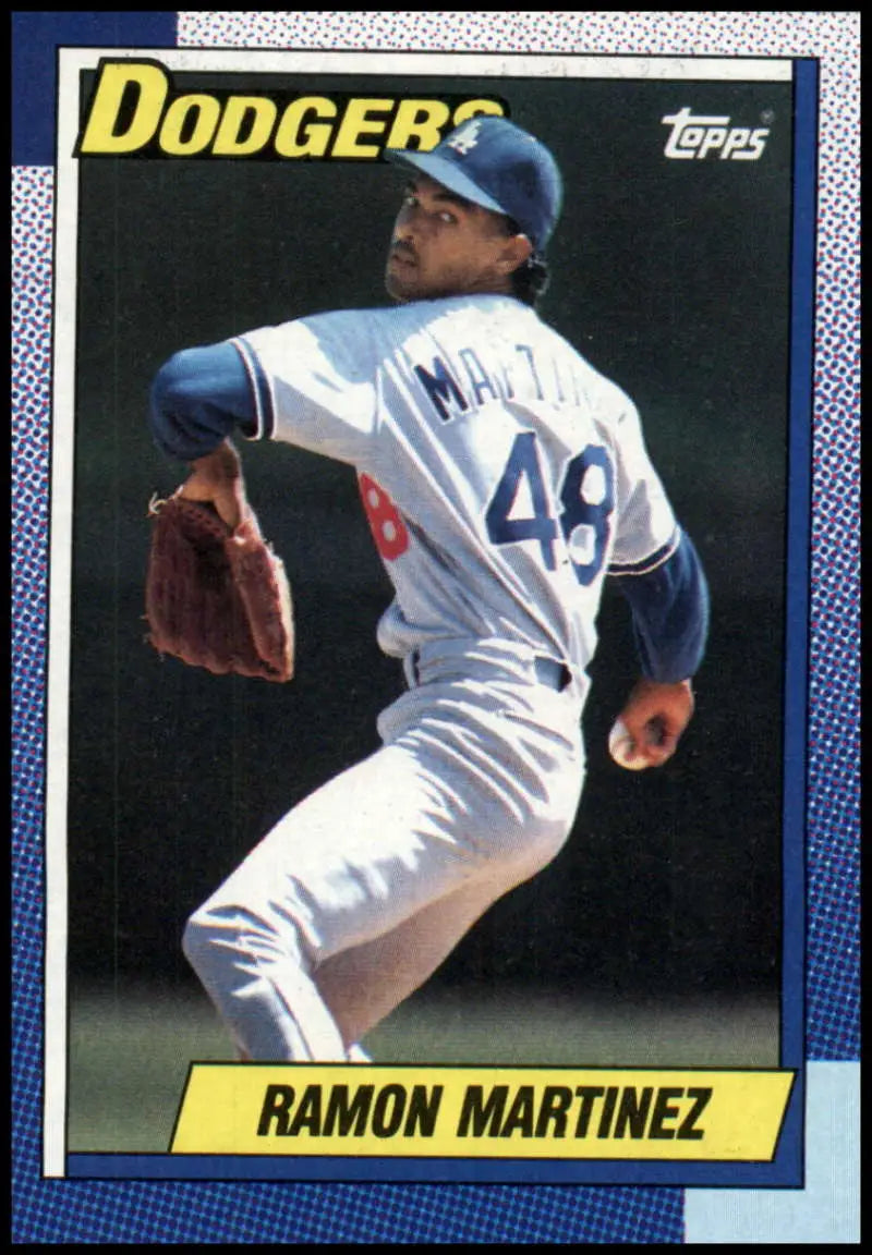 Ramon Martinez Los Angeles Dodgers pitcher card number 49 in white uniform
