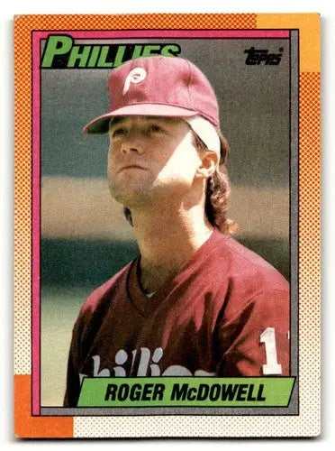 Original gloss 1990 Topps Roger McDowell Philadelphia Phillies baseball card image
