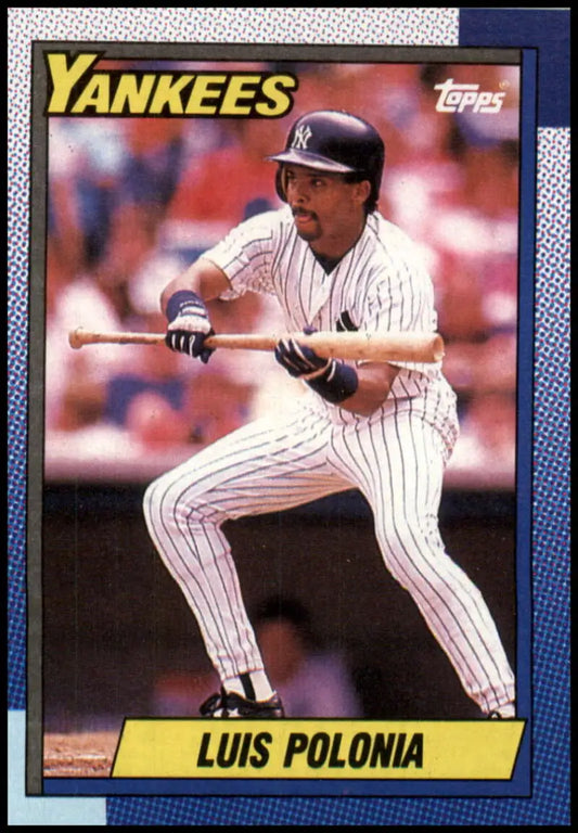 1990 Topps Luis Polonia baseball card, New York Yankees player in pinstripes