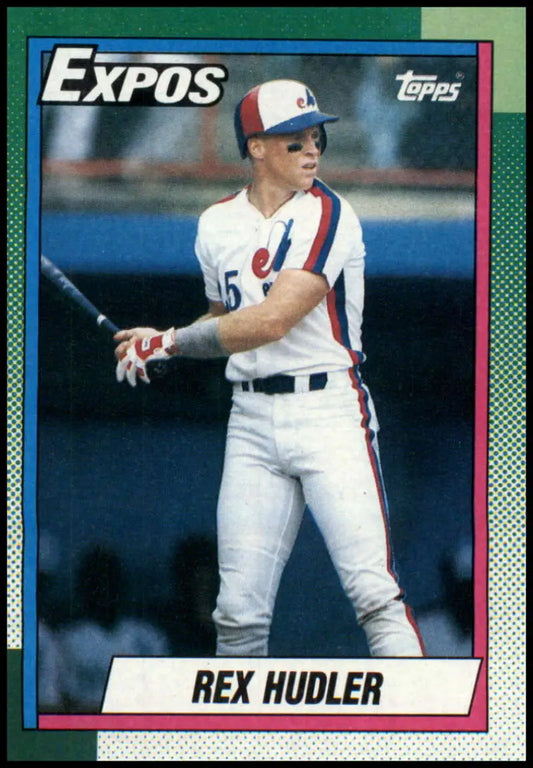 Rex Hudler Montreal Expos Baseball Card in white home uniform with red and blue trim