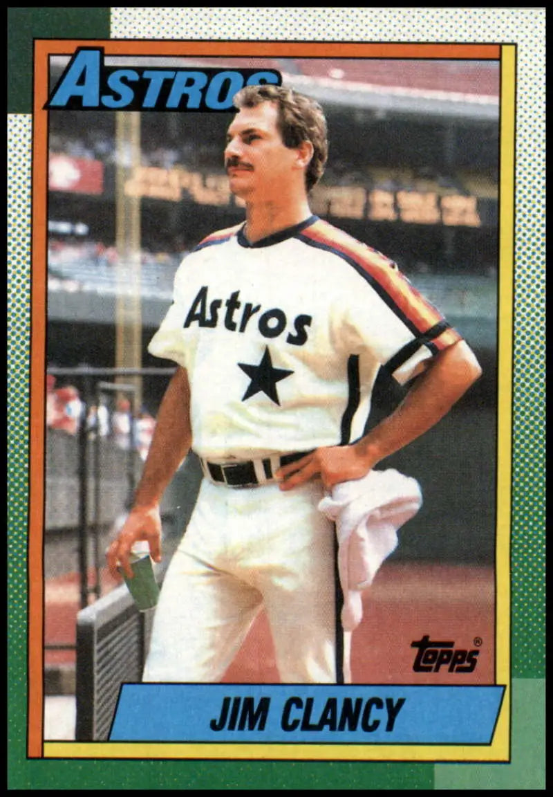 Baseball card of Jim Clancy in Houston Astros white uniform with star logo