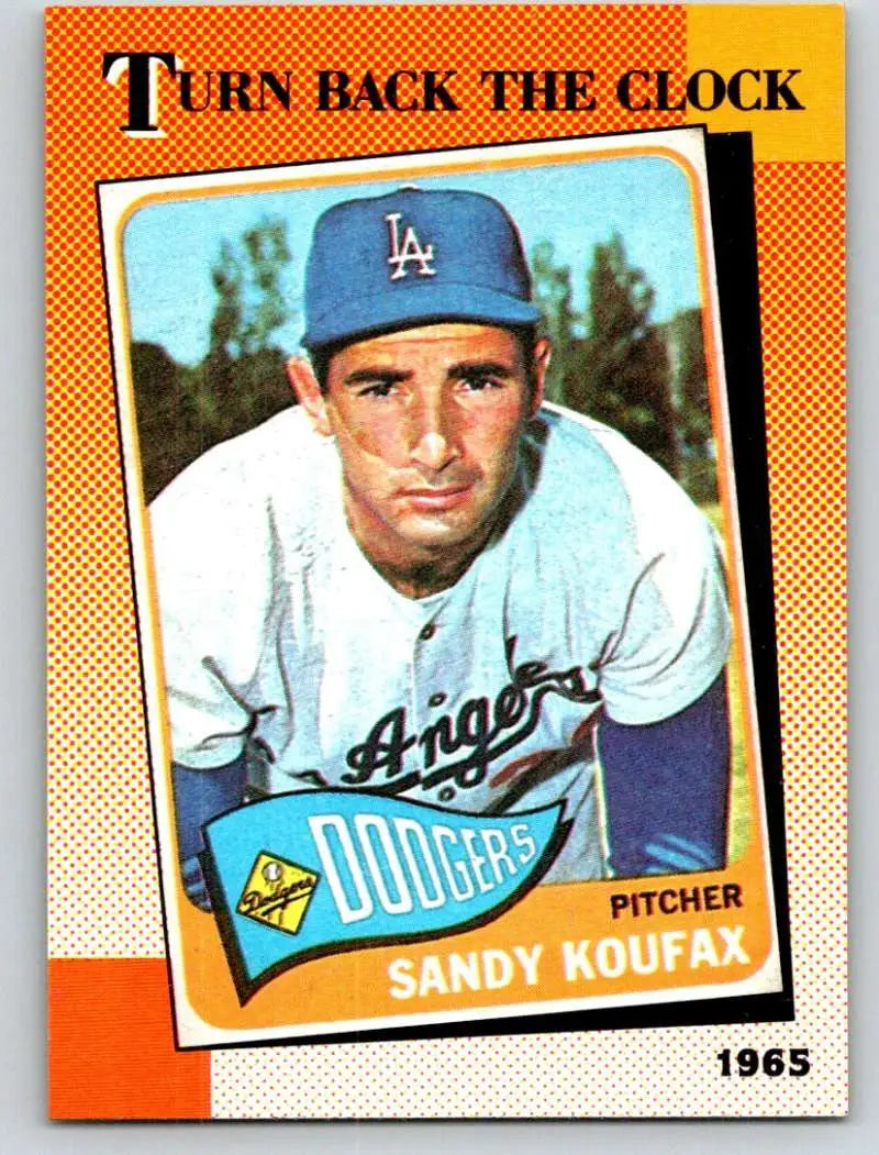 Vintage 1965 Sandy Koufax Baseball Card with Orange Border for Los Angeles Dodgers TBC