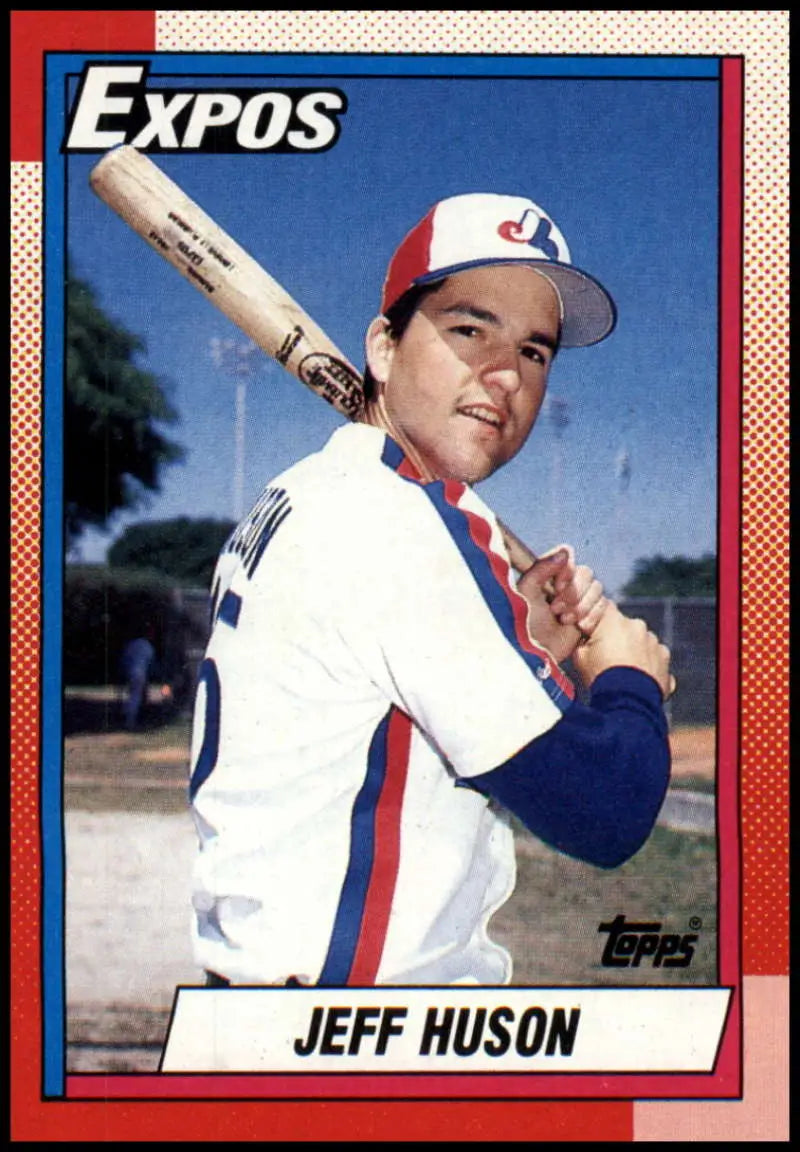 1990 Topps #72 Jeff Huson Rookie Card featuring Montreal Expos baseball player