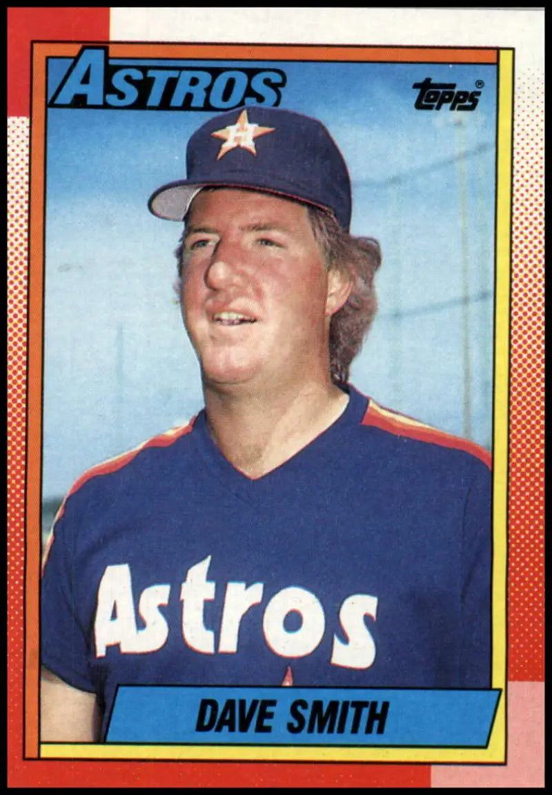 1990 Topps baseball card of Dave Smith in navy blue Houston Astros uniform
