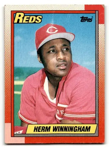 Herm Winningham Cincinnati baseball card from 1990 Topps #94 featuring Reds player