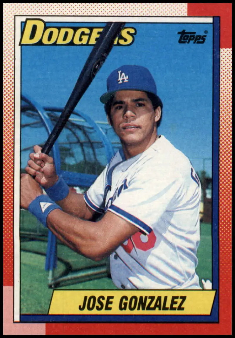 1990 Topps Jose Gonzalez baseball card in Dodgers uniform with blue cap