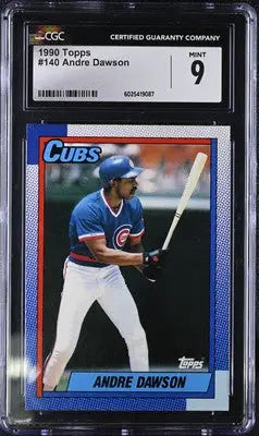 Graded 1990 Topps Andre Dawson baseball card in CGC 9 condition