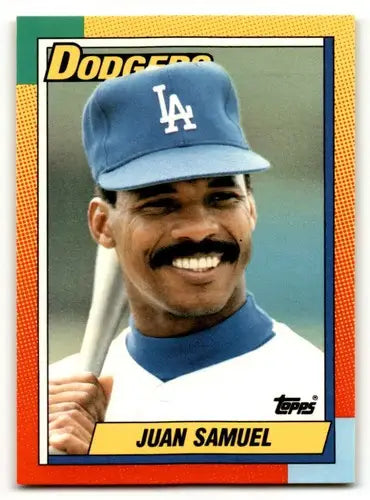 Original gloss 109t Juan Samuel Los Angeles Dodgers baseball card displayed in product ID 53958
