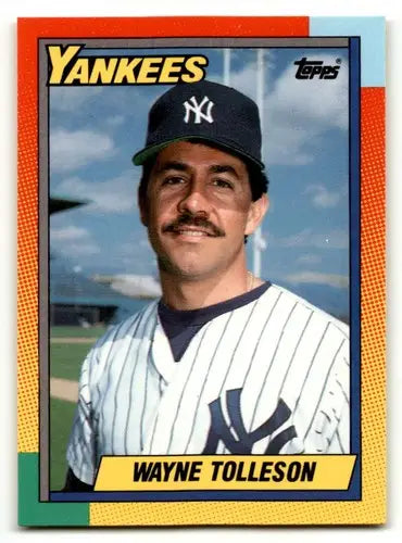 Original gloss of 1990 Topps Traded 123T Wayne Tolleson Yankees baseball card