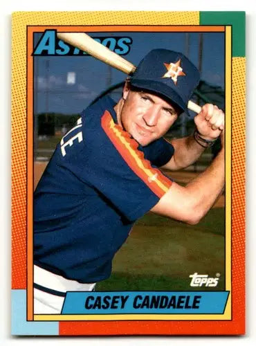 Vintage 1990 Topps Traded Casey Candaele Houston Astros baseball card featuring player with bat