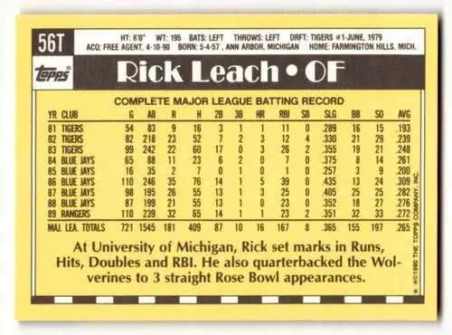 Original gloss 56T Rick Leach San Francisco Giants baseball card image