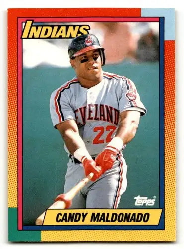 Original gloss 65T Candy Maldonado Cleveland Indians baseball card featuring player in uniform