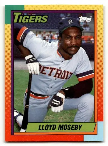 Original gloss vintage 1990 Topps Traded Lloyd Moseby Detroit Tigers baseball card