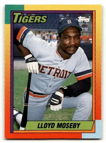 Vintage Lloyd Moseby Detroit Tigers trading card from 1990 Topps Traded series