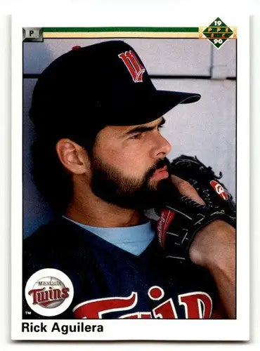 Original gloss Rick Aguilera Minnesota Twins baseball card from 1990 Upper Deck