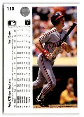 Baseball card featuring Pete O’Brien of the Indians from 1990 Upper Deck #110a Pete O’Brien