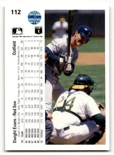 Original gloss on Dwight Evans Atlanta Braves baseball card back from 1990 Upper Deck