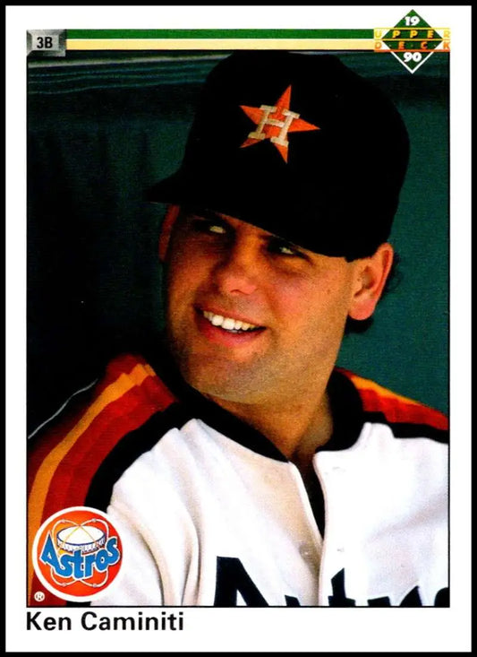 1990 Upper Deck #122 Ken Caminiti Houston Astros Baseball Card with black cap and star logo