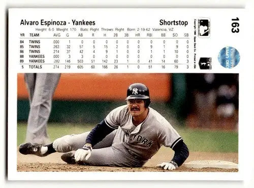 Vintage 1990 Upper Deck #163b Alvaro Espinoza New York Yankees baseball card