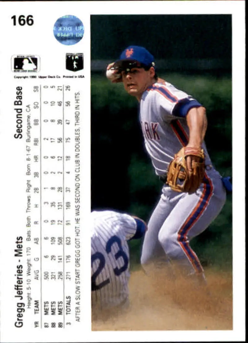 Gregg Jefferies leaps over a sliding baserunner in a New York Mets Upper Deck card