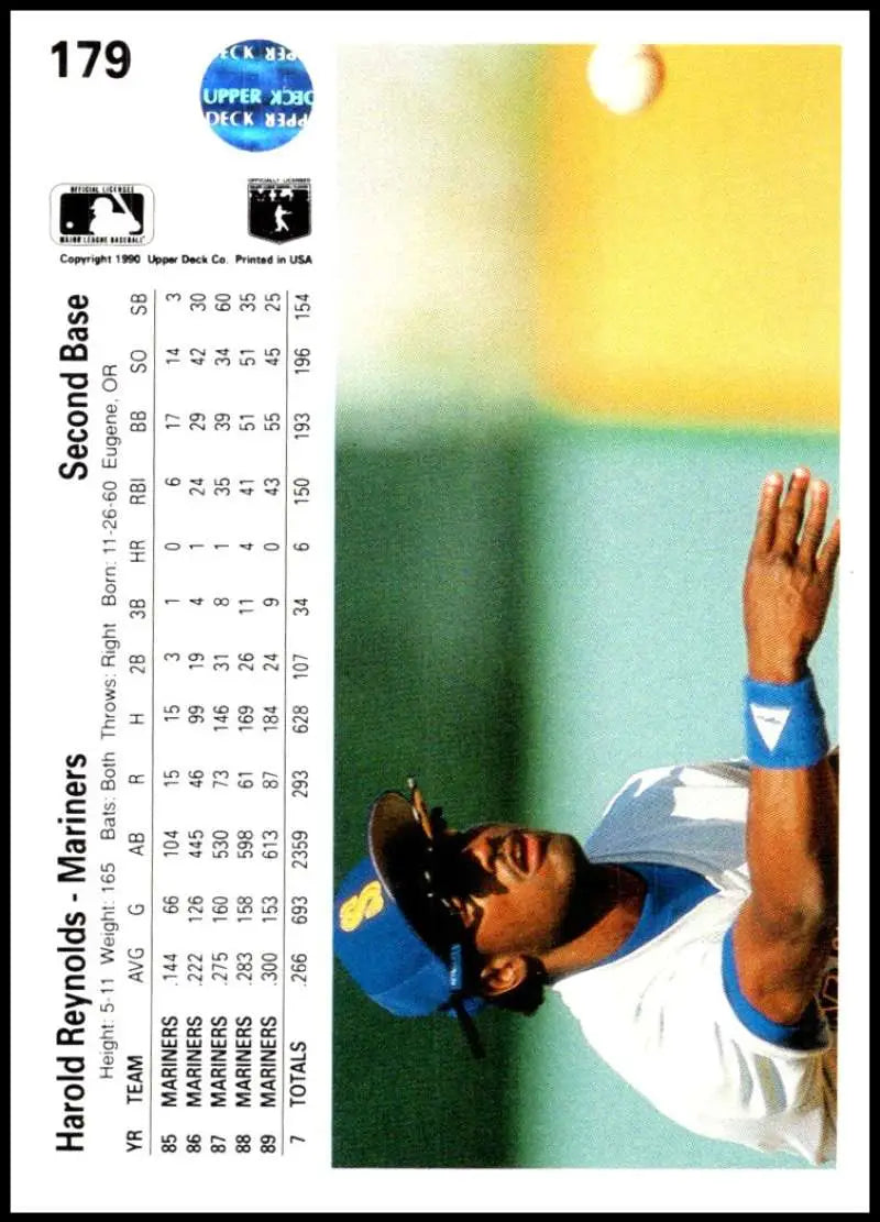 Baseball card of Harold Reynolds in Seattle Mariners uniform by Upper Deck