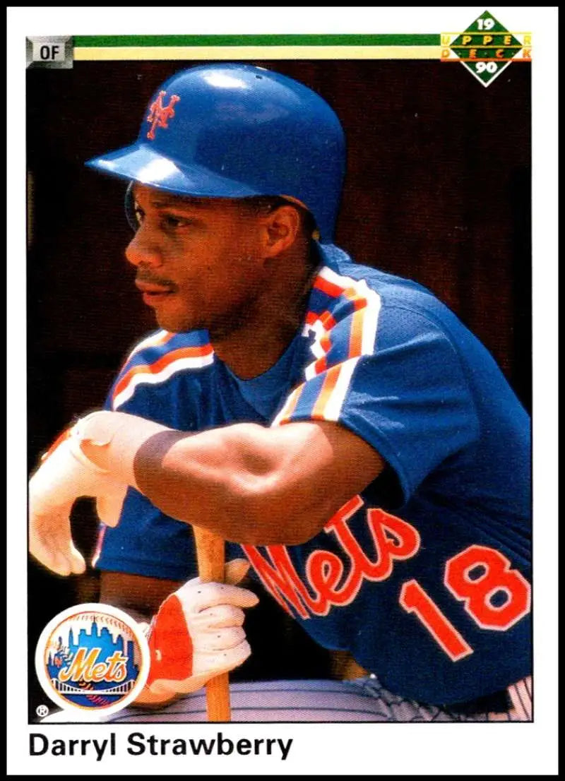 Darryl Strawberry in New York Mets uniform holding bat for Upper Deck baseball card