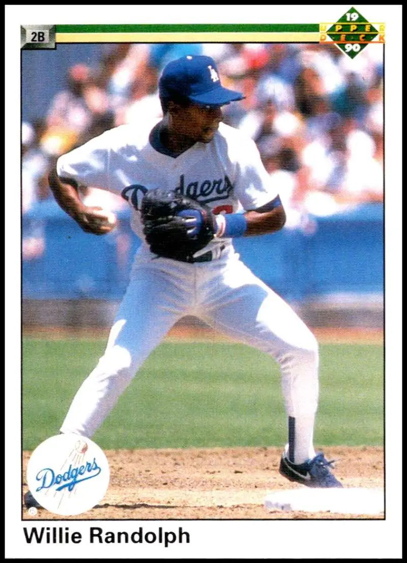 Willie Randolph in white uniform fields baseball for Los Angeles Dodgers Baseball Card