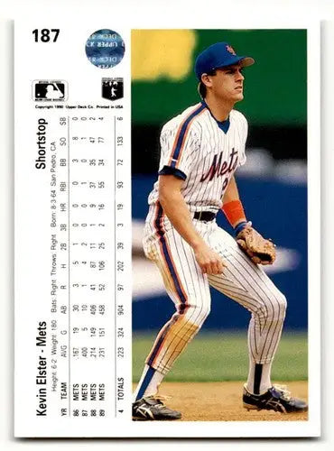1990 Upper Deck Kevin Elster Mets baseball card featuring New York Mets player
