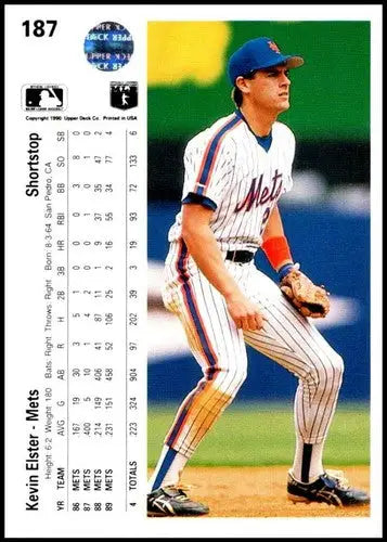 Original gloss of Kevin Elster baseball card from 1990 Upper Deck #187 Mets