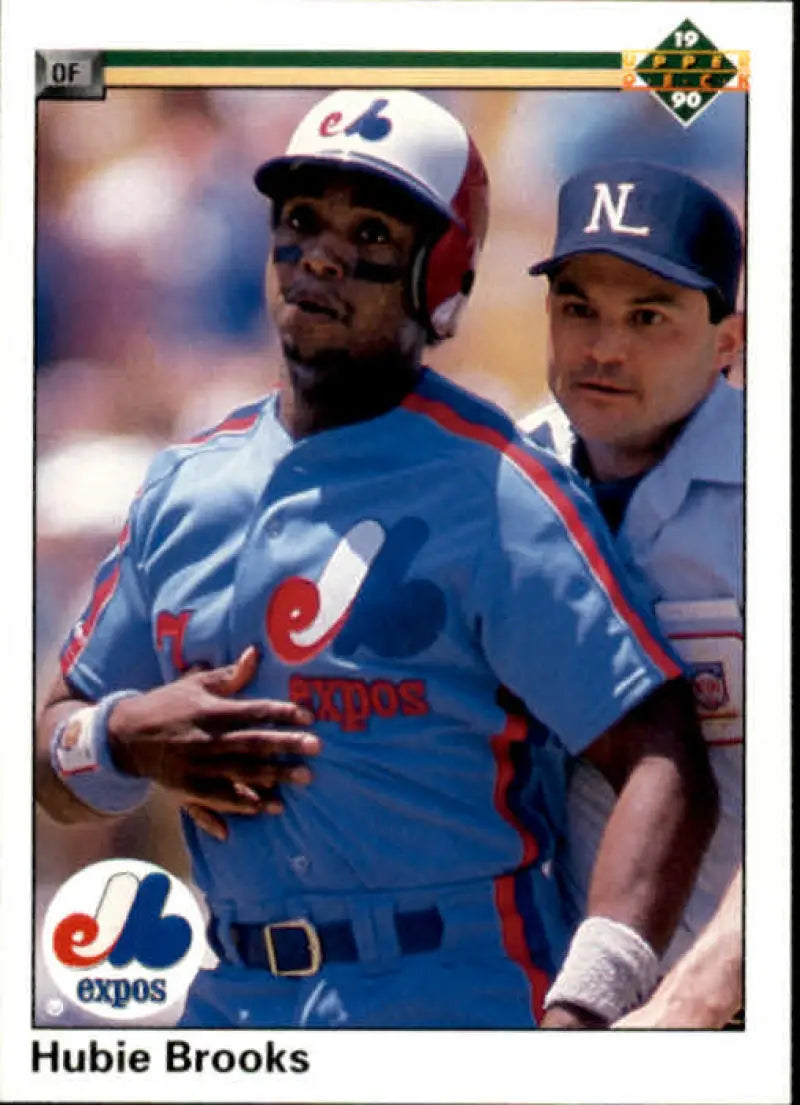 Hubie Brooks in a powder blue Montreal Expos uniform on a baseball card