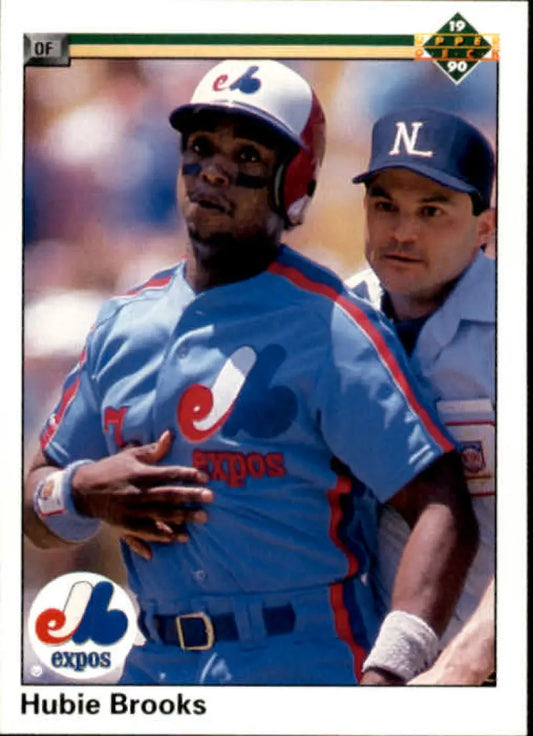Hubie Brooks in a powder blue Montreal Expos uniform on a baseball card