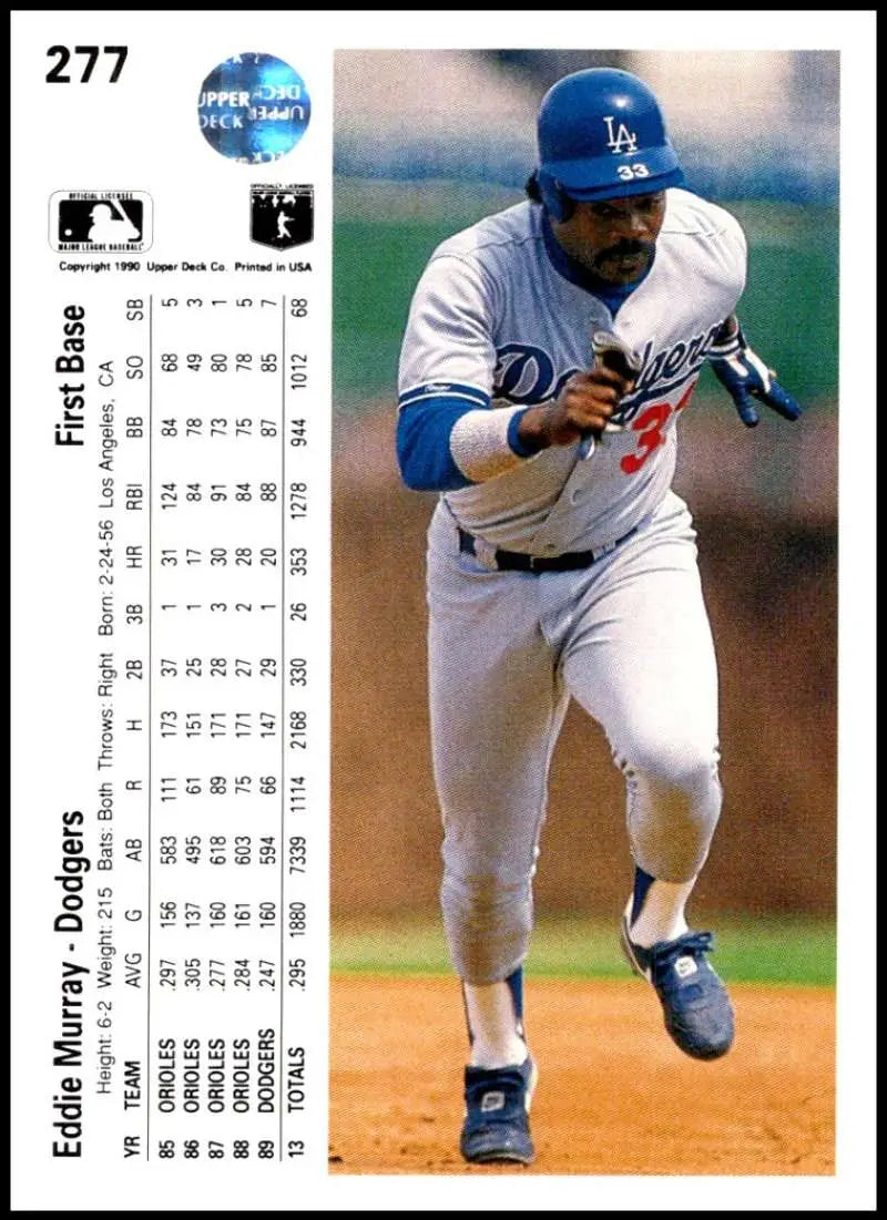 Eddie Murray running the base path on 1990 Upper Deck Los Angeles Dodgers card