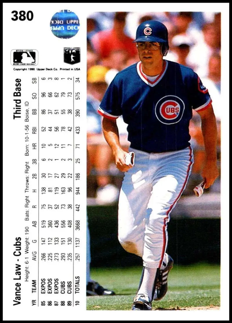 Baseball player Vance Law in Chicago Cubs uniform running on the field for Upper Deck