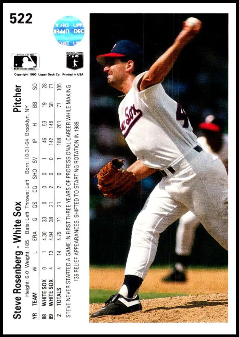 Baseball pitcher Steve Rosenberg mid-delivery for the Chicago White Sox in uniform