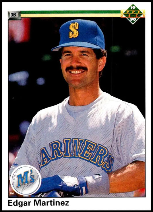 Edgar Martinez in Seattle Mariners uniform on 1990 Upper Deck baseball card