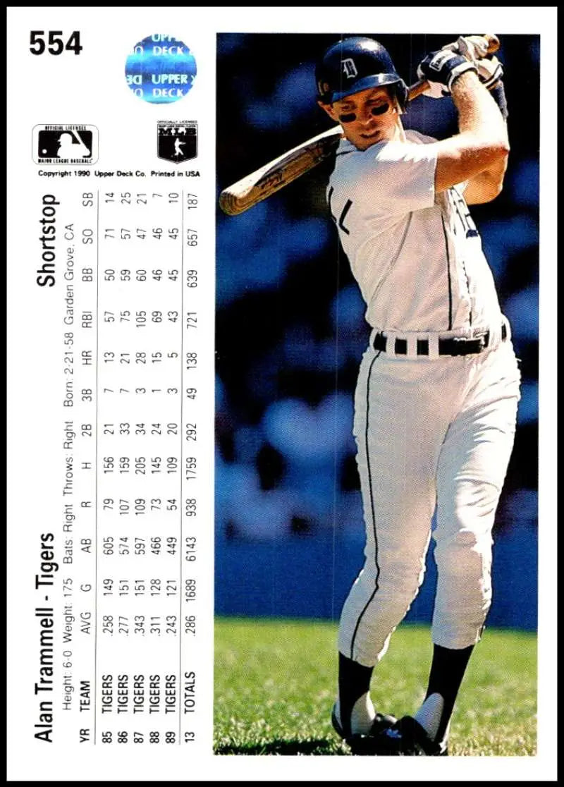 Baseball player in Detroit Tigers uniform taking a batting stance for Upper Deck card