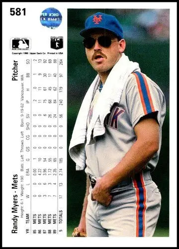 Original gloss 1990 Upper Deck Randy Myers baseball card NM-MT Mets ID 72455