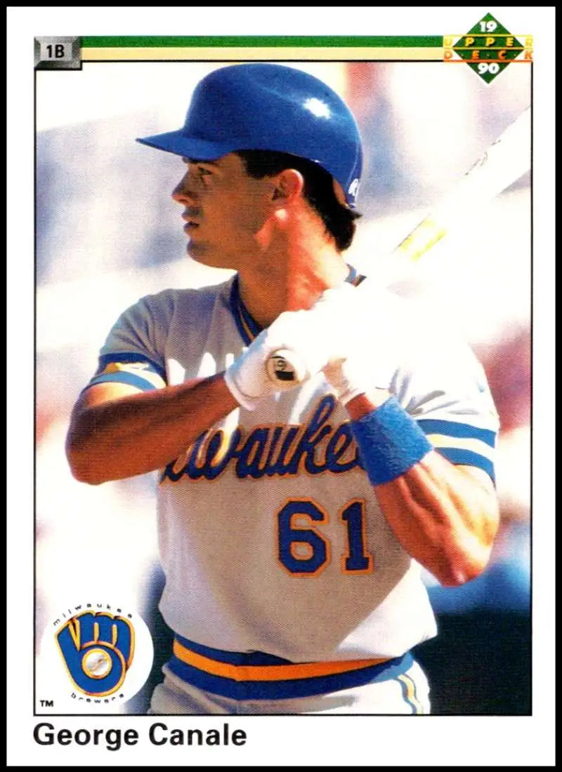 George Canale rookie baseball card showcasing Milwaukee Brewers player in white uniform