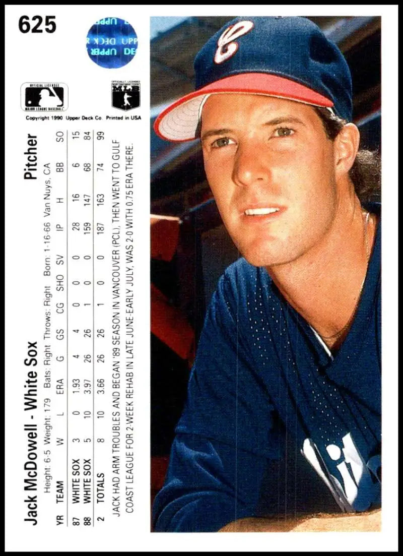 Baseball card of Jack McDowell in Chicago White Sox uniform from 1990 Upper Deck