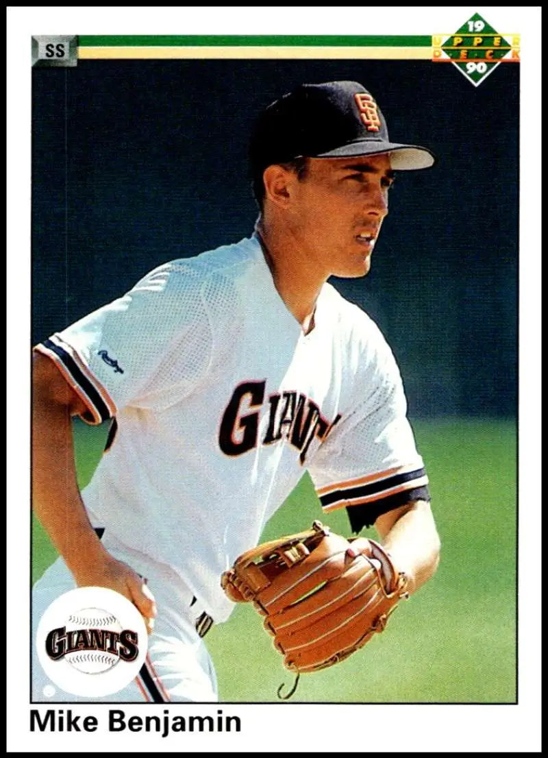 San Francisco Giants Mike Benjamin in white home uniform on baseball card