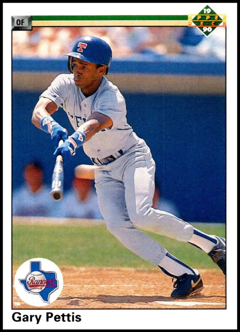 Baseball player in San Diego Padres uniform with batting stance, Gary Pettis Texas Rangers