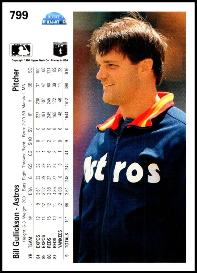 Upper Deck Houston Astros Baseball Card featuring Bill Gullickson in team jacket
