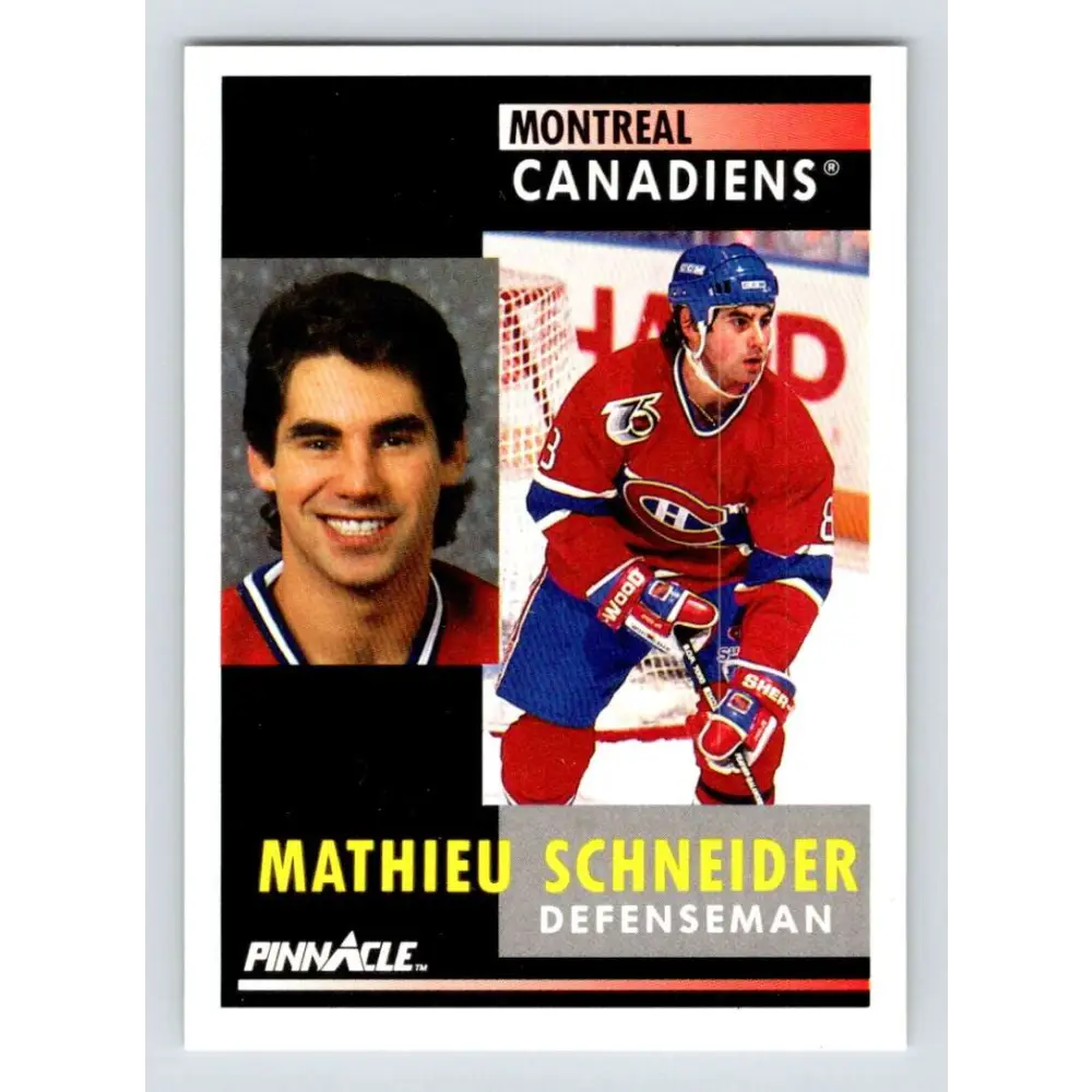 1991-92 Pinnacle #209 Mathieu Schneider NM-MT Montreal Canadiens Hockey Card